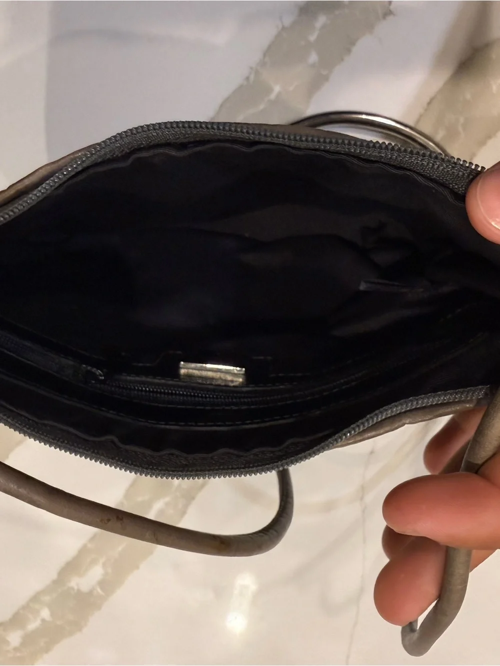 GEM Woven Genuine Leather Shoulder Bag in Dark Brown
